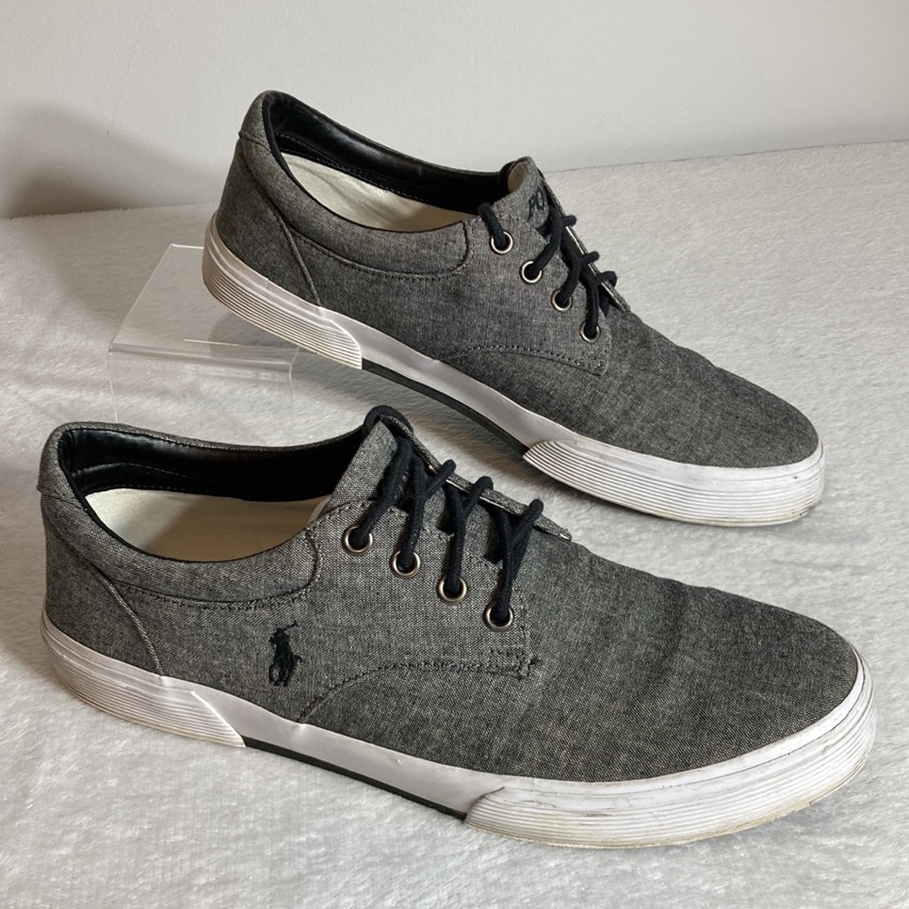 Polo Ralph Lauren Mens Felton ll Gray Chambray Boat Shoes Sneakers Sz 10D